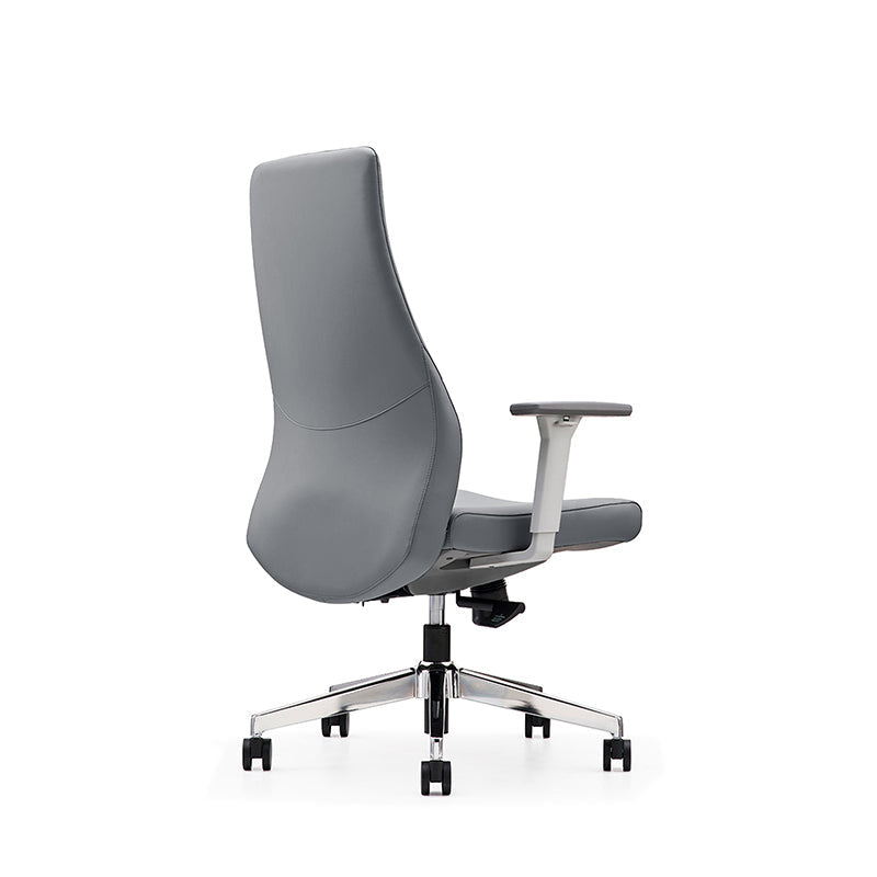 Modern Minimalist Mid-Back Reception Desk Chair: Faux Leather/Cowhide Leather Contact Surface - Ergonomic Office Chair For Home Office