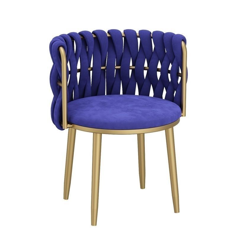 Modern Minimalist Round Cushion Velvet Fabric Iron Sponge Vanity Stool Backrest Armrest For Bedroom