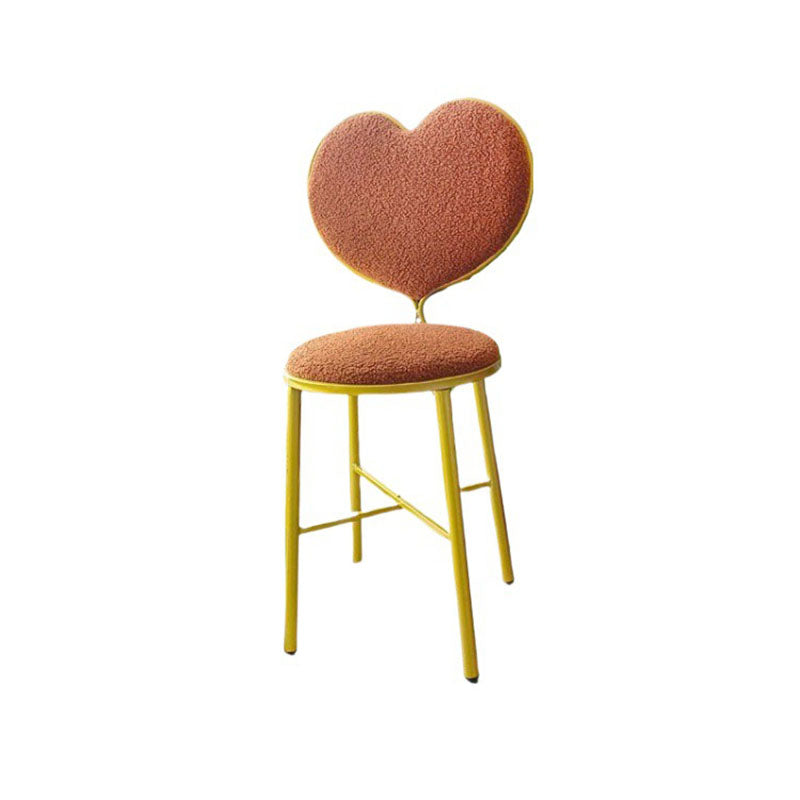 Modern Minimalist Heart-Shaped Teddy Fluff Fabric Velvet Metal Sponge Vanity Stool Backrest For Bedroom
