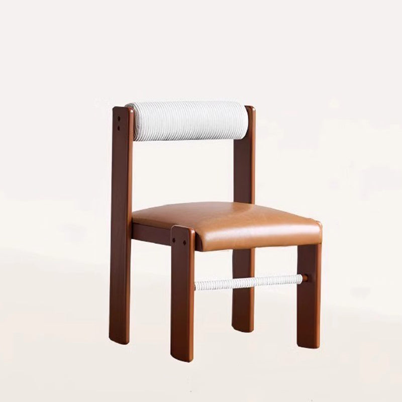 Traditional Vintage Rectangular Seat Cushion Solid Wood PU Leather Cotton Linen Sponge Dining Chair Backrest For Dining Room