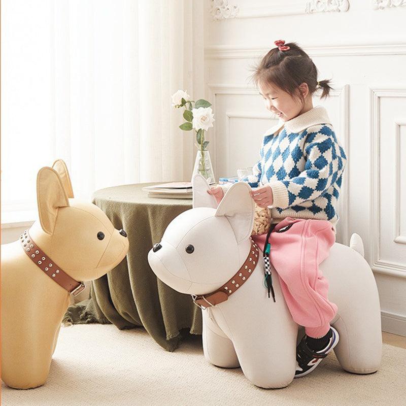 Modern Minimalist Dog-Shaped Synthetic Fabric Cotton Footstool For Living Room
