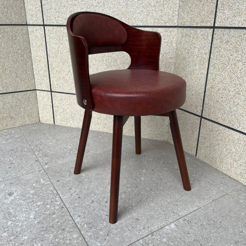 Traditional Vintage Curved Synthetic Leather Sponge Solid Wood Multi-layer Board Solid Wood Dining Chair Backrest For Dining Room