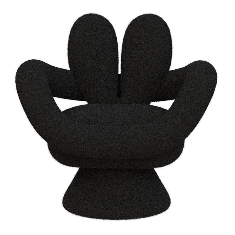 Contemporary Nordic Lamb Fleece Solid Wood Plywood Round Rabbit Accent Chair Swivel Armrest Backrest For Living Room