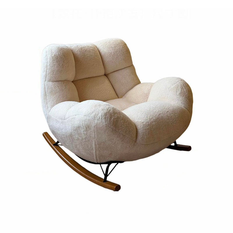 Nordic Plush Rocking Chair With Footrest - Petal Cozy Accent Chair For Living Room
