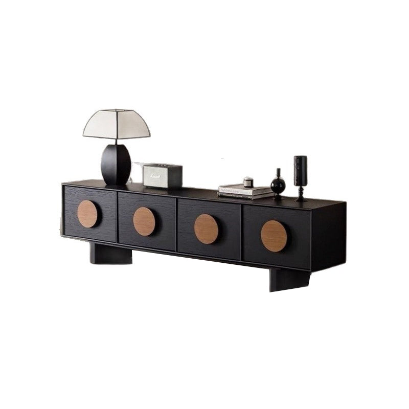 Modern Minimalist Rectangular Solid Rubberwood Plywood TV Stand 2-Drawer For Living Room