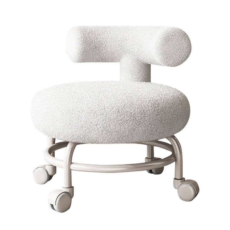 Modern Minimalist Curved Sherpa Fabric Wood Plastic Low Stool Backrest Armless For Living Room