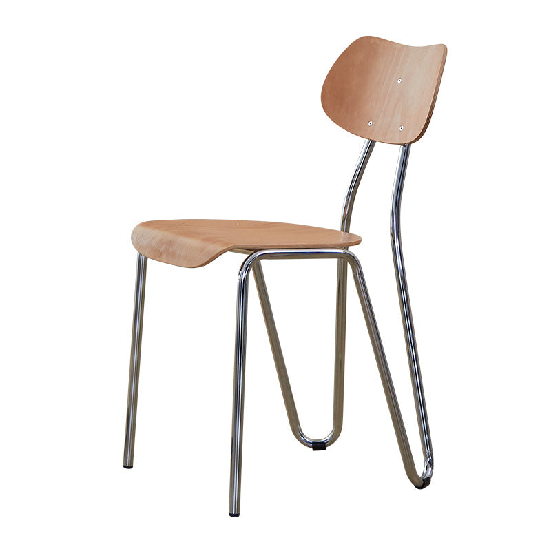 Modern Minimalist Rectangular Curved Multi-Layer Plate Iron Dining Chair Backrest Armless For Dining Room