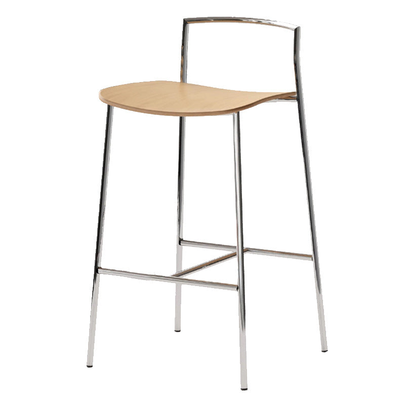 Modern Minimalist Square Iron Plywood Bar Stool For Dining Room