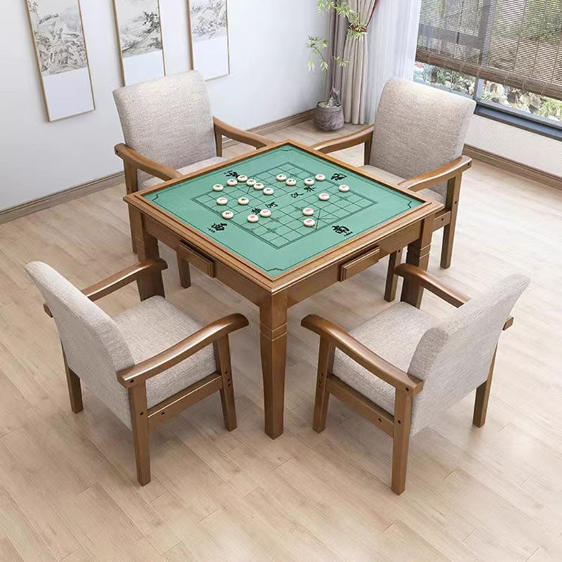Modern Minimalist Square Cotton-Linen Rubberwood Backrest Dining Chair For Dining Room