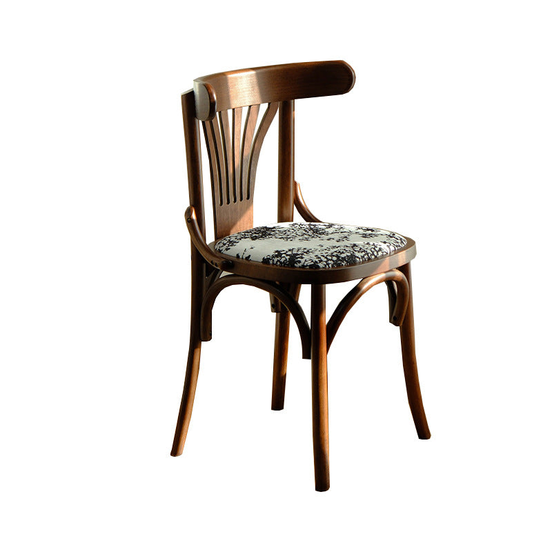 Traditional Vintage Curved Solid Wood Fabric Sponge Dining Chair Backrest For Dining Room