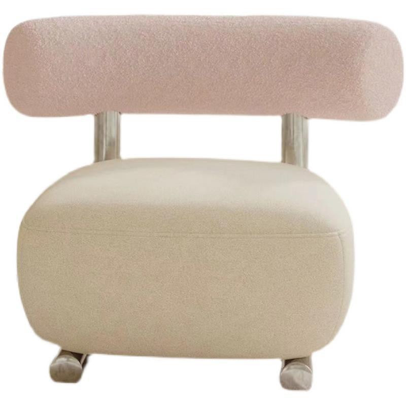Modern Minimalist Rectangular Sherpa Fabric Iron Sponge Accent Chair Backrest For Living Room
