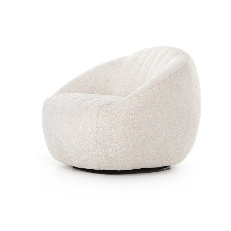 Modern Minimalist Curved Sherpa Fabric Solid Wood Sponge Accent Chair Backrest Armrest For Living Room