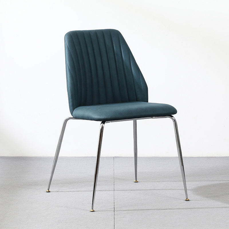 Modern Minimalist Rectangular Metal Synthetic Fabric Sponge Dining Chair Backrest For Dining Room
