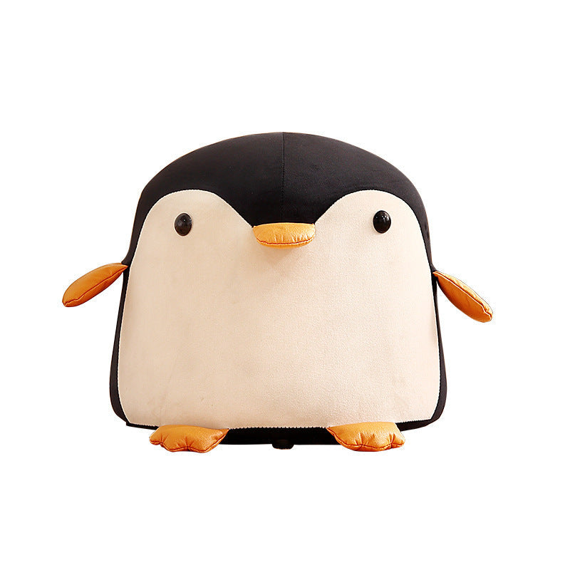 Contemporary Creative Kids Velvet Sponge Fireproof Board Penguin Shaped Low Stool Backrest Armless For Living Room