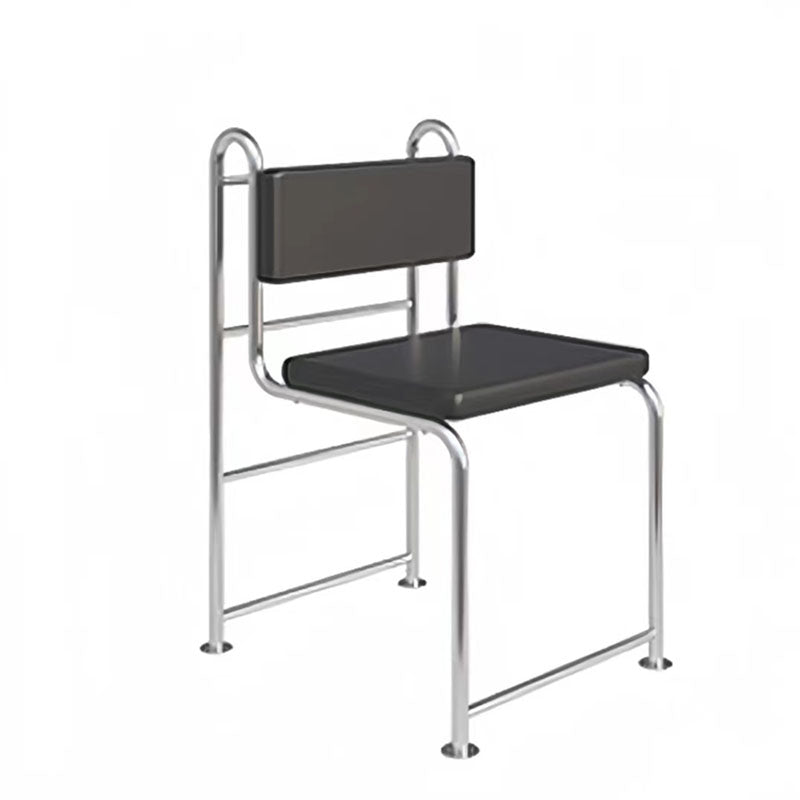 Modern Minimalist Square Rectangular Microfiber Leather Stainless Steel Dining Chair Backrest Armless For Dining Room & Kitchen