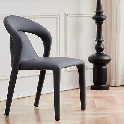 Modern Minimalist Square Plastic Cat Scratch Leather Carbon Steel Dining Chair Backrest Armless For Dining Room & Kitchen