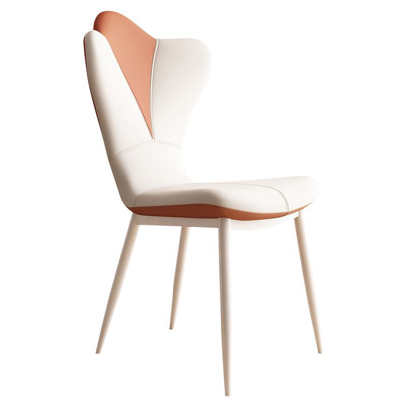 Modern Minimalist Square Rectangular Faux Nappa Leather Carbon Steel Dining Chair Backrest Armless For Dining Room & Kitchen