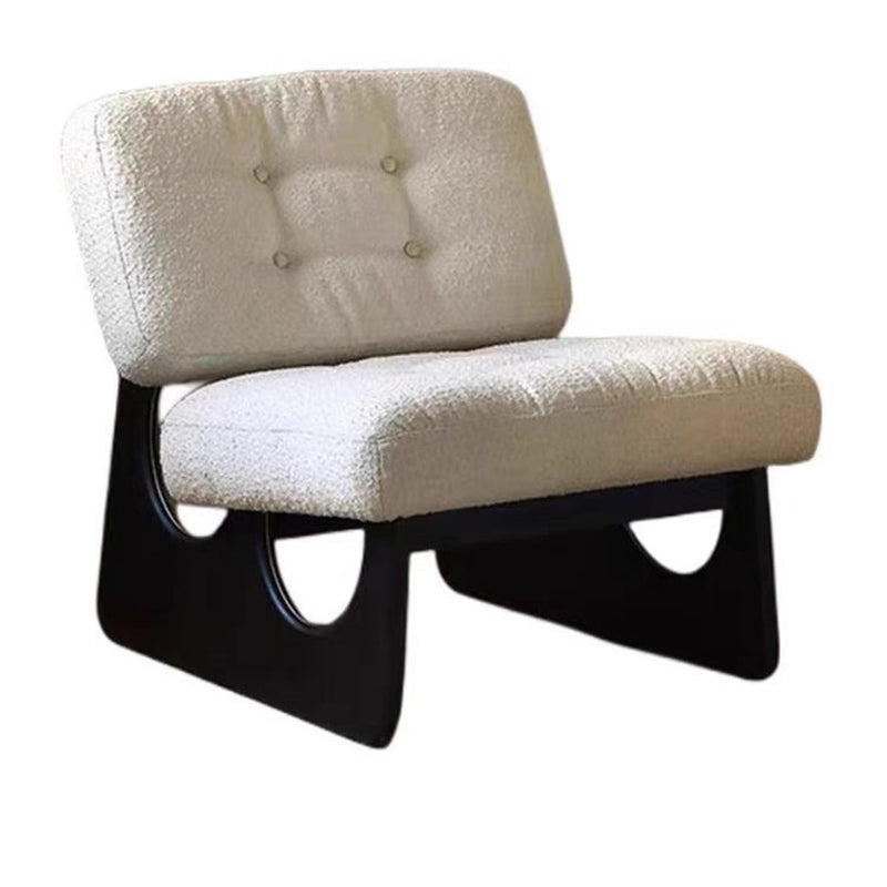 Modern Minimalist Square Rectangular Pine Wood PU Leather Lamb Fleece Accent Chair Backrest Armless For Living Room