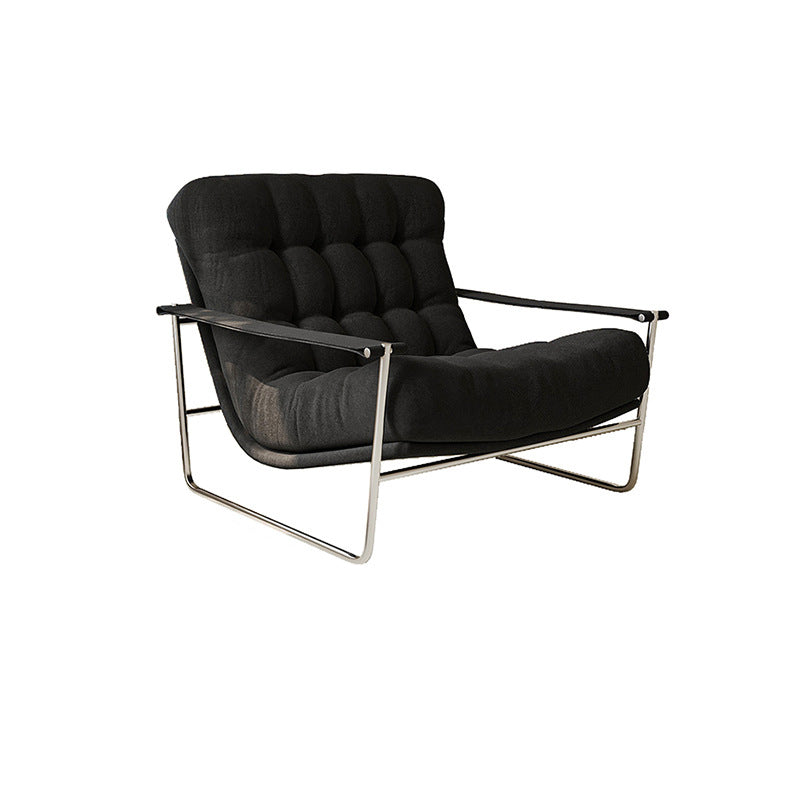 Contemporary Nordic Square Rectangular Corduroy Stainless Steel Accent Chair Backrest Armrest For Living Room