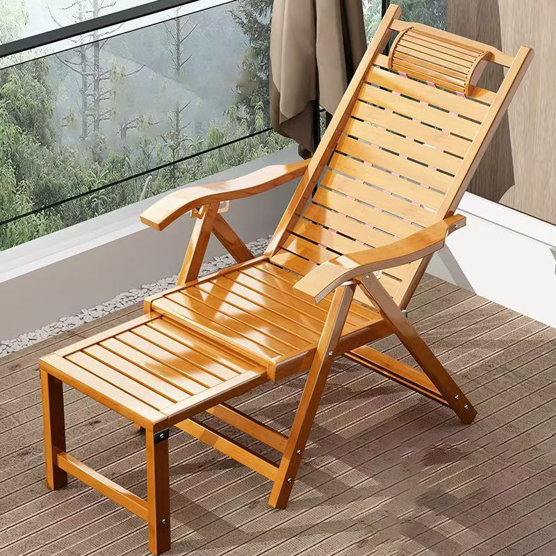 Traditional Chinese Rectangular Bamboo Wood Foldable Recliner Backrest Armrest For Living Room