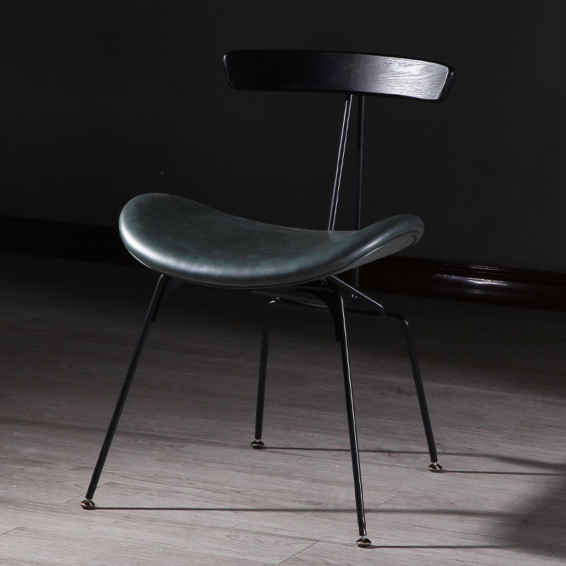 Contemporary Industrial Iron Bent Plywood PU Leather Ants Dining Chair Backrest Armless For Dining Room
