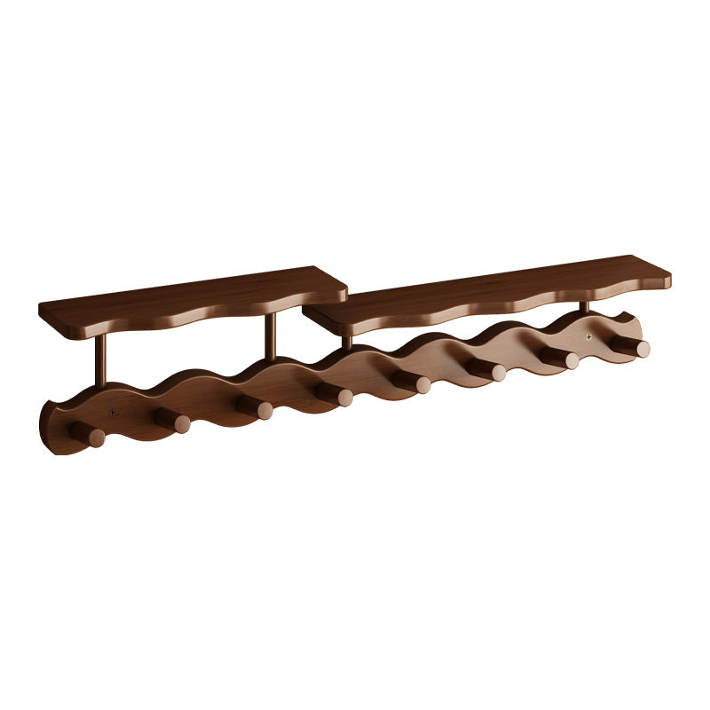 Contemporary Nordic Rectangular Wavy Nan Bamboo Medium Density Fiberboard Wall-Mounted Coat Rack Hall Tree 1/2 Tier For Bedroom & Entryways