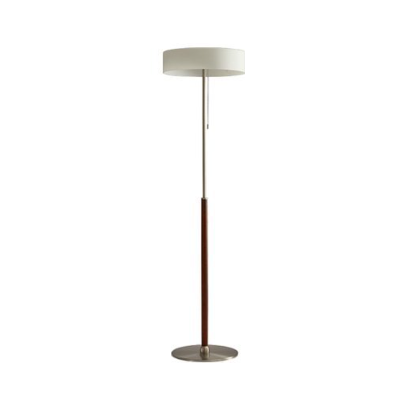 Contemporary Scandinavian Ash Wood Stainless Steel Aluminum Glass Round 3-Light Standing Floor Lamp For Living Room & Bedroom