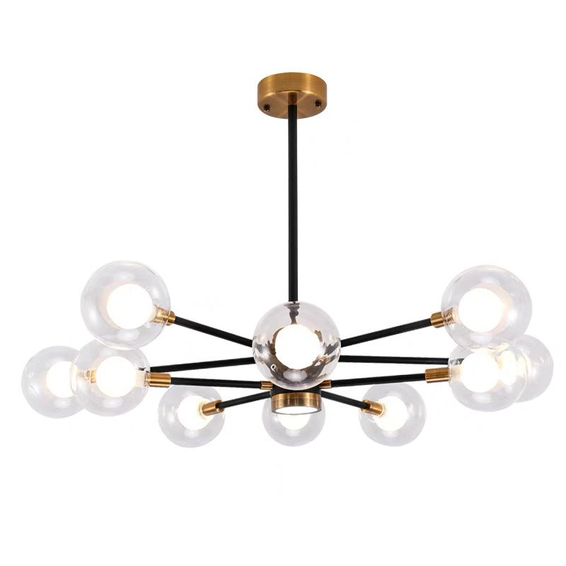 Contemporary Scandinavian Glass Iron Branch Linear Round 6/8/12/16-Light Chandelier For Living Room