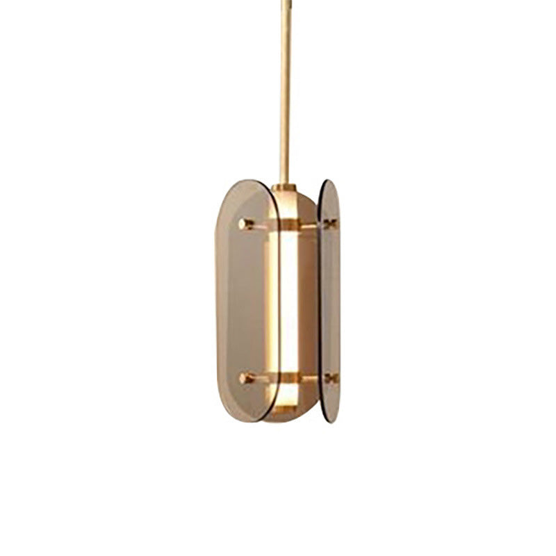 Modern Minimalist Cylindrical Modular Oval Glass Acrylic LED Pendant Light For Bedroom