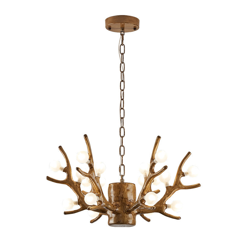 Modern Art Deco Antlers Resin Branches Glass Ball Shade 18-Light Chandelier For Living Room