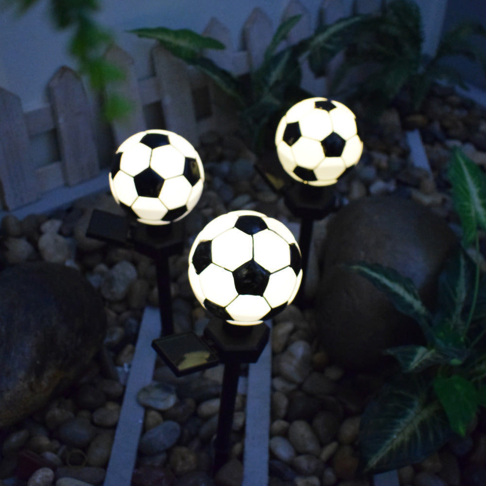 Modern Art Deco Solar Round Football PS PP LED Outdoor Light For Garden