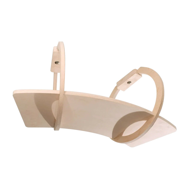 Modern Minimalist Round Curved Skybridge Plywood Felt Cat Tree & Condo 1/2 Hammock For Living Room
