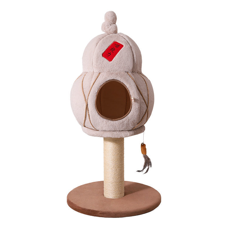 Contemporary Creative Cylindrical Gourd-Shaped Particleboard Sisal Velvet Cat Tree & Condo 1 - Condo For Living Room