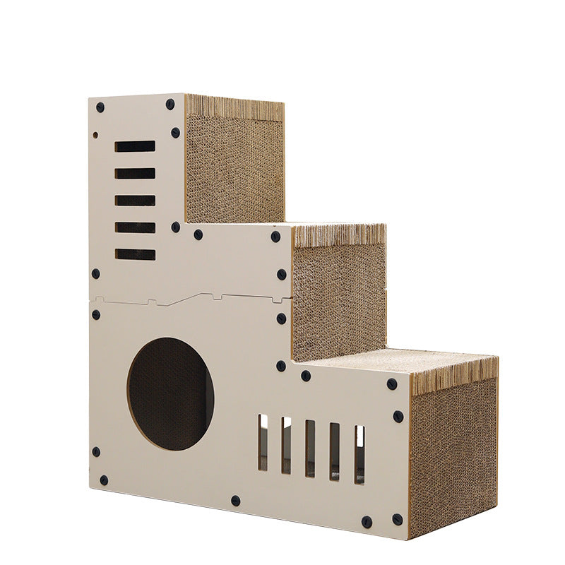 Modern Minimalist MDF Corrugated Paper Rectangular Cat Bed Stair Design Multi-Functional Cat Scratching Board For Living Room & Bedroom