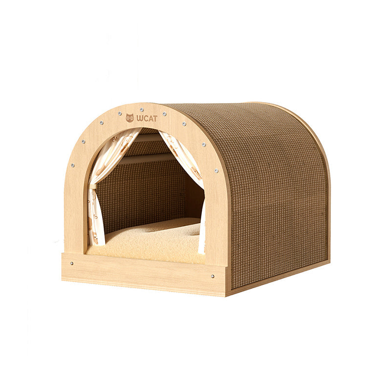 Modern Minimalist Plywood Sisal Flannel Oxford Cloth Arch Cat Bed For Living Room & Bedroom