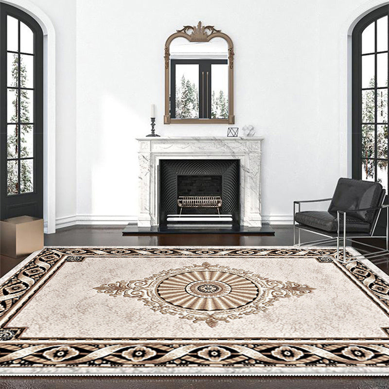 Contemporary Creative Rectangular Polyester Velvet Non-Woven Fabric Non-Slip Printed Rug for Living Room