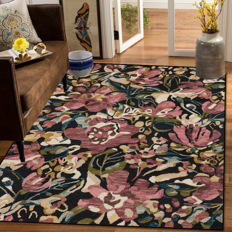 Traditional Vintage Rectangular Polyester Velvet Non-Woven Fabric Non-Slip Printed Rug For Living Room