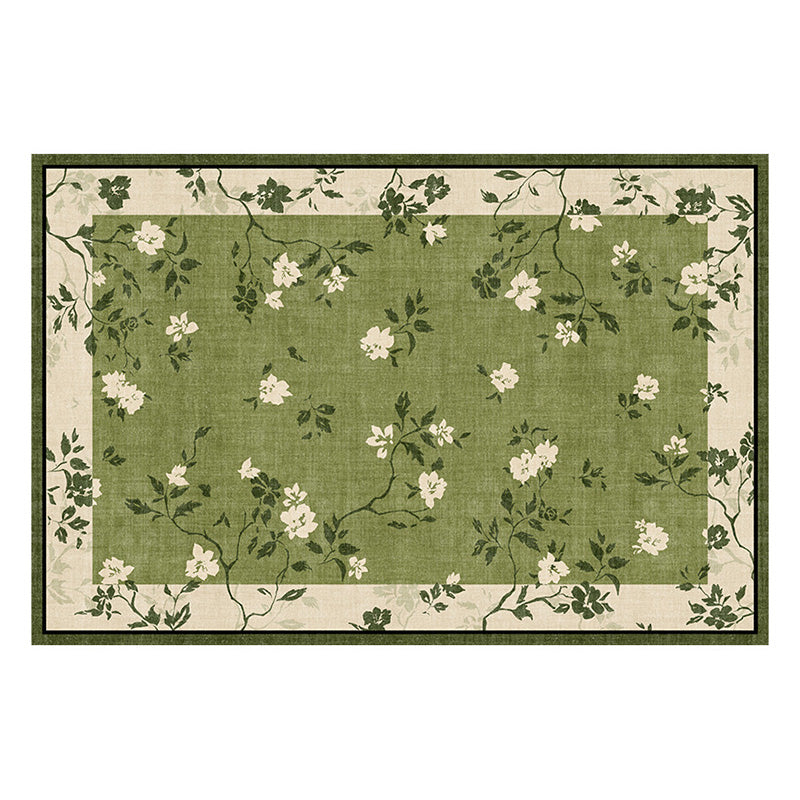 Traditional Vintage Rectangular Polyester Fiber Dotted Plastic Cotton Linen Printed Non-Slip Rug For Living Room
