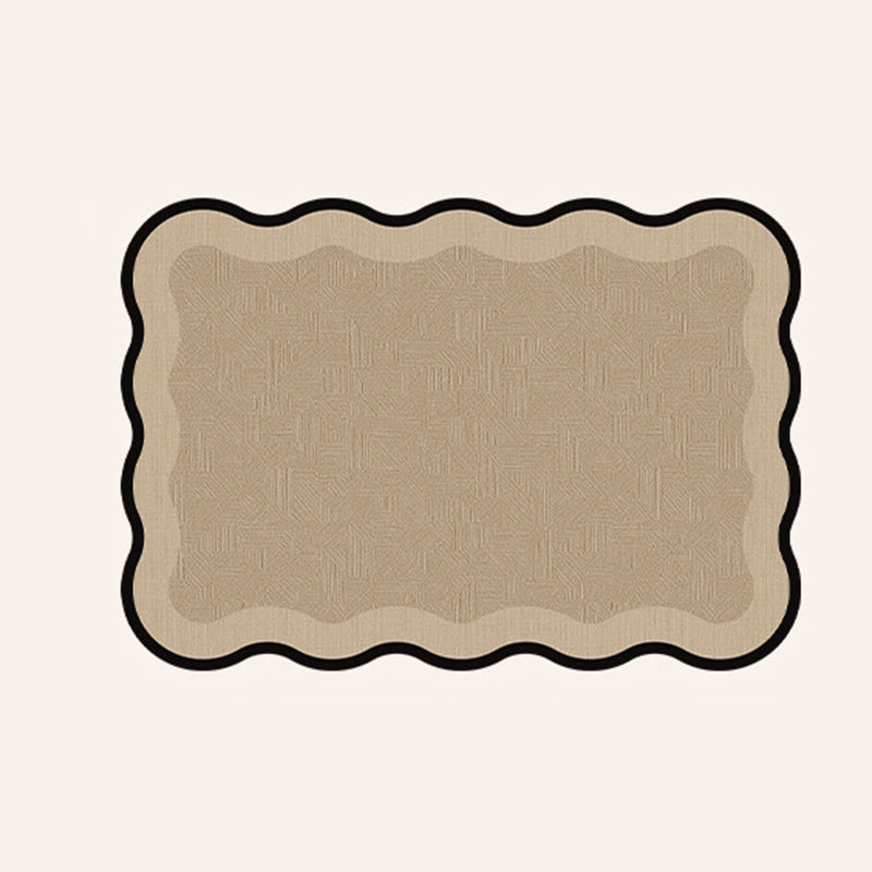 Traditional Vintage Rectangular Wavy-Edge Polyester Fiber Dotted Plastic Cotton Linen Printed Non-Slip Rug For Living Room
