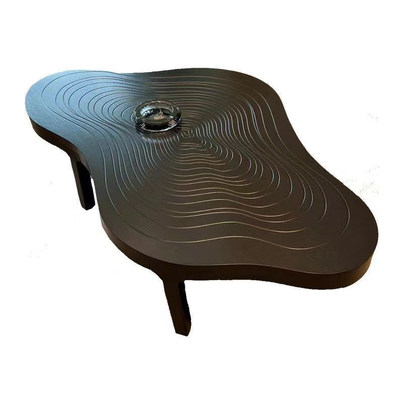 Modern Minimalist Solid Wood Irregular Wave Pattern Coffee Table 1-Tier for Living Room
