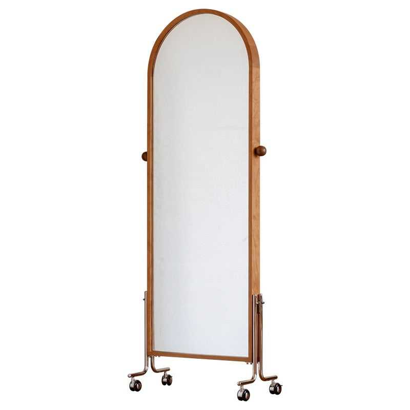 Modern Minimalist Arched Stainless Steel North American Cherry Wood Black Walnut Wood Multi-Layer Plywood Glass Full-Length Mirror 4-Tier For Bedroom