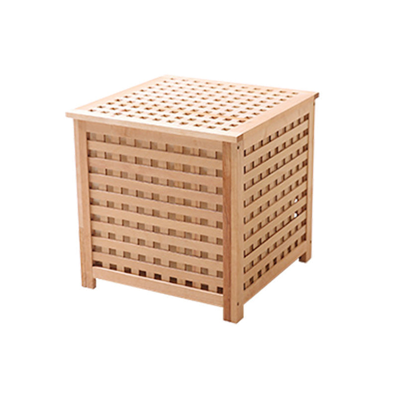 Traditional Japanese Rectangular Solid Wood Side Table 1-Storage For Living Room