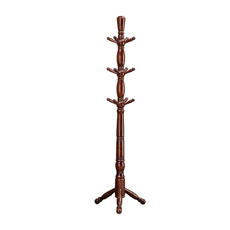 Traditional Chinese Cylindrical Triangular White Ash Solid Wood Hall Tree For Bedroom & Entryways