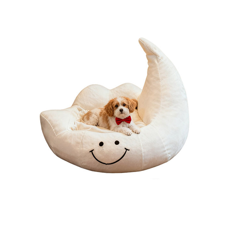 Contemporary Creative Curved Moon-Shaped Velvet Sponge Pet Dog Bed Cat Bed For Bedroom