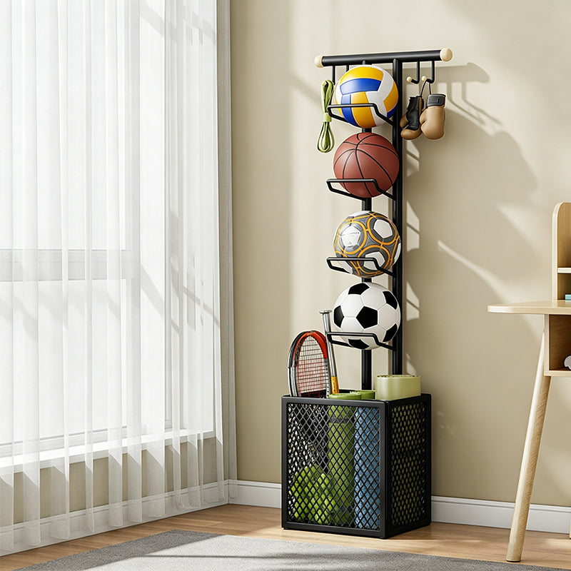 Modern Minimalist Rectangular Carbon Steel Display Rack 4-Tier 1-Storage For Living Room