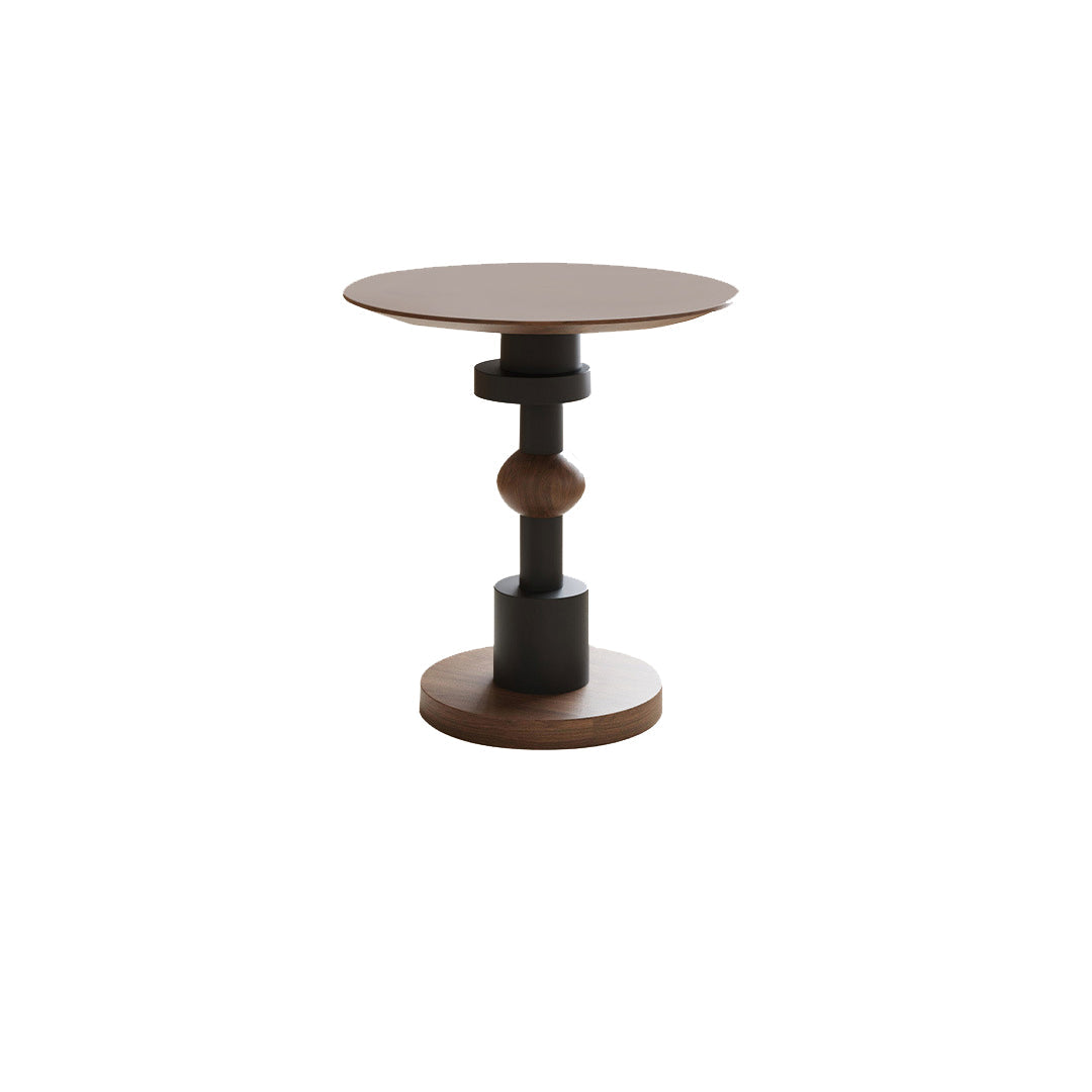 Modern Art Deco Round White Ash Sapele Side Table For Living Room