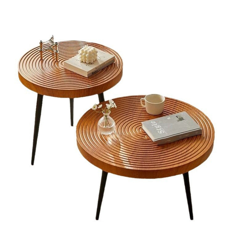 Traditional Vintage Round PVC Vacuum-Formed Particle Board Iron Side Table For Living Room