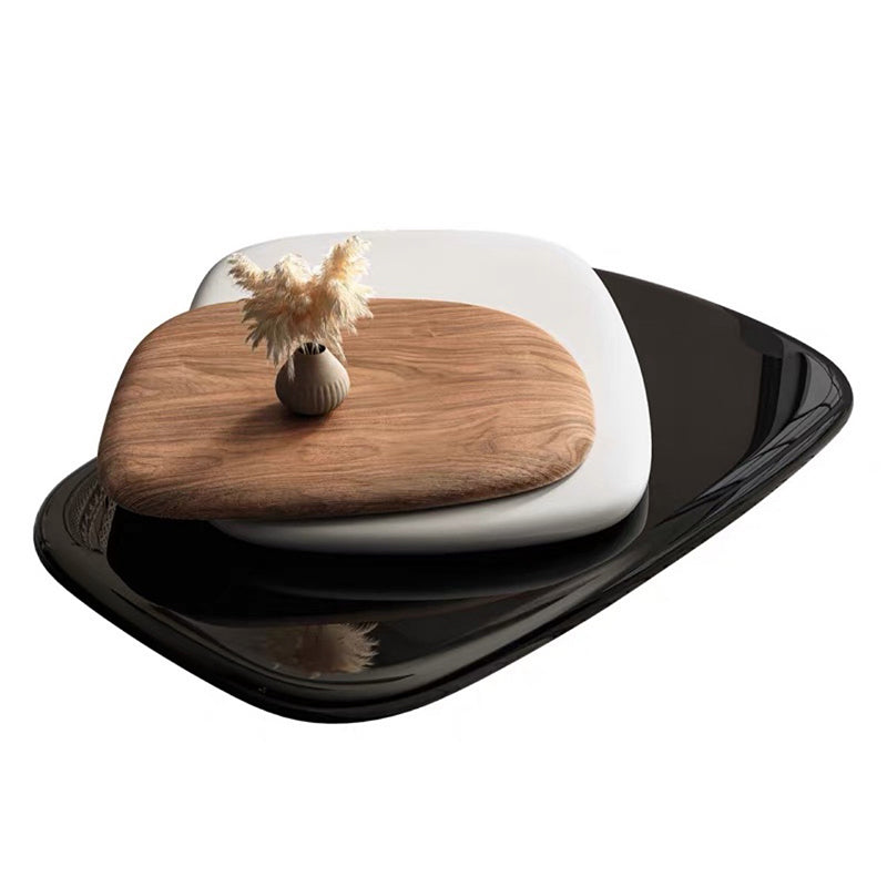 Modern Minimalist Rectangular Walnut Veneer Plywood Swivel Coffee Table For Living Room