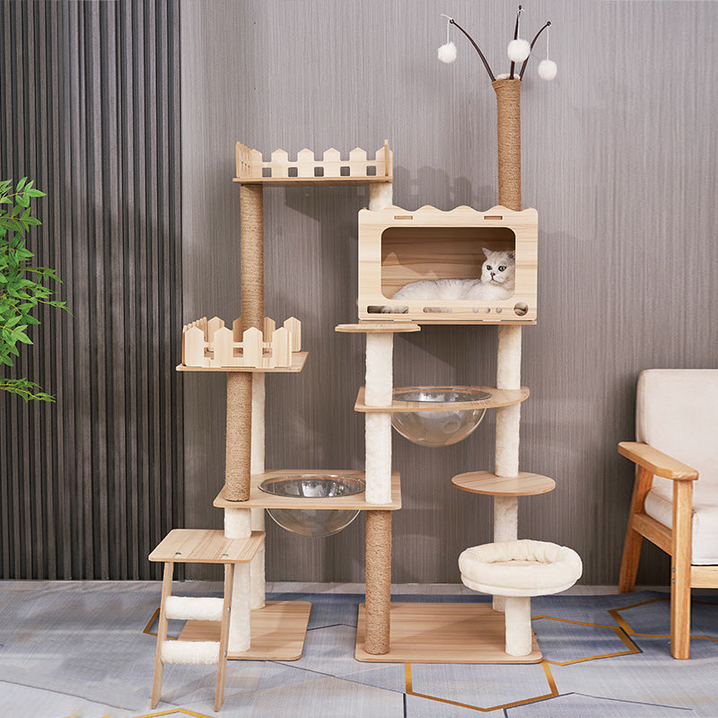 Contemporary Scandinavian Rectangular Medium-Density Fiberboard Acrylic Multi-Functional Cat Tree For Living Room