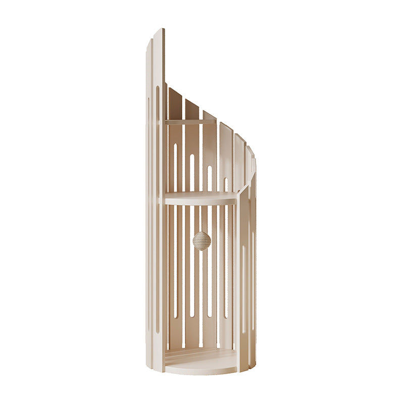 Modern Art Deco Round Rubberwood Spiral Cat Tree 3-Tier For Living Room